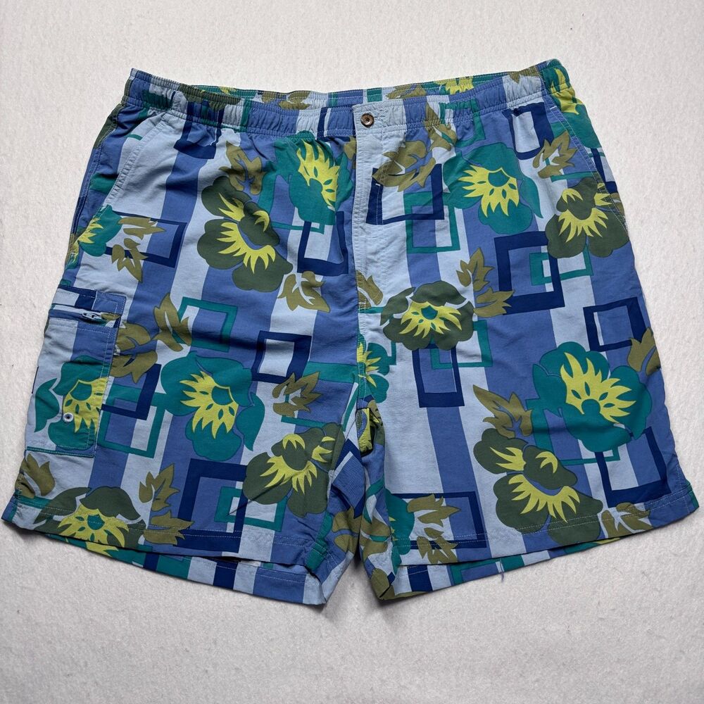 Vintage Tommy Bahama Men's Paradise Nation Blue Green Floral Swim Trunks XXL